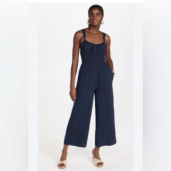 Madewell Pants - NWT Madewell Linen Blend Sophie Tank WideLeg Jumpsuit Size XXS Dark Baltic